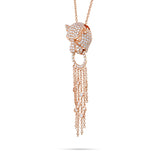 18K Rose Gold 1.49ct Diamond Jaguar Tassel Necklace