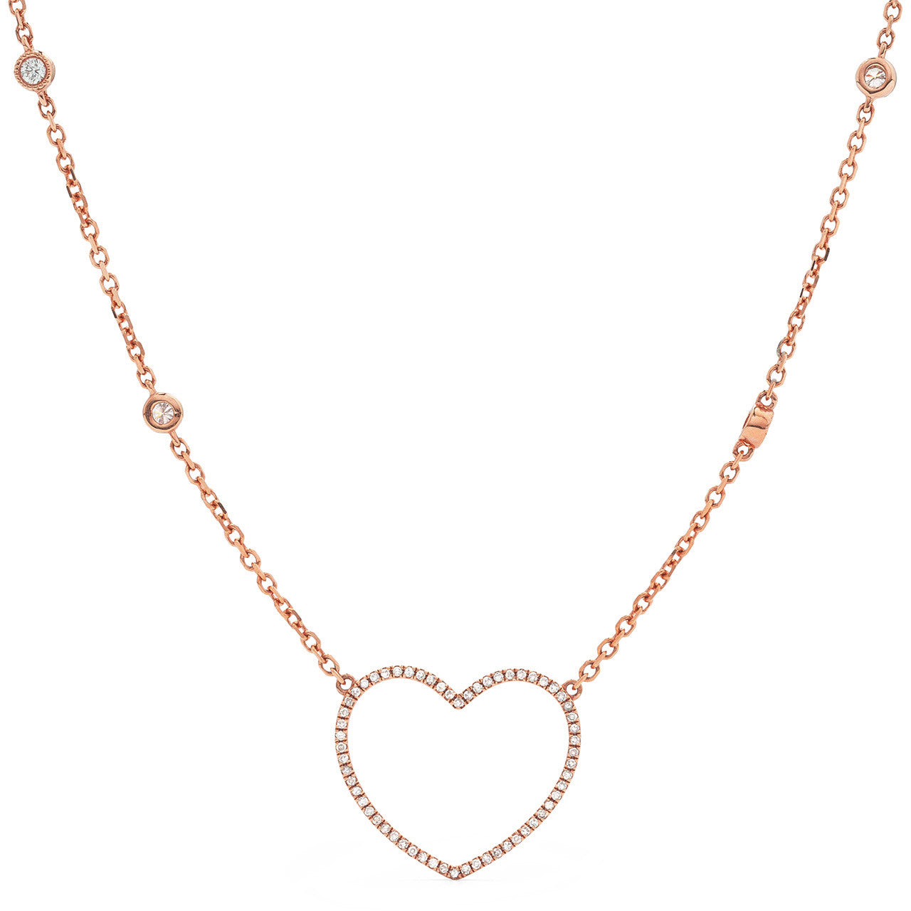 14k Rose Gold 0.30ct Diamond Heart Necklace