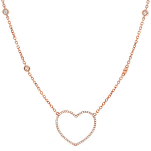 14k Rose Gold 0.30ct Diamond Heart Necklace