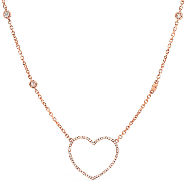 14k Rose Gold 0.30ct Diamond Heart Necklace
