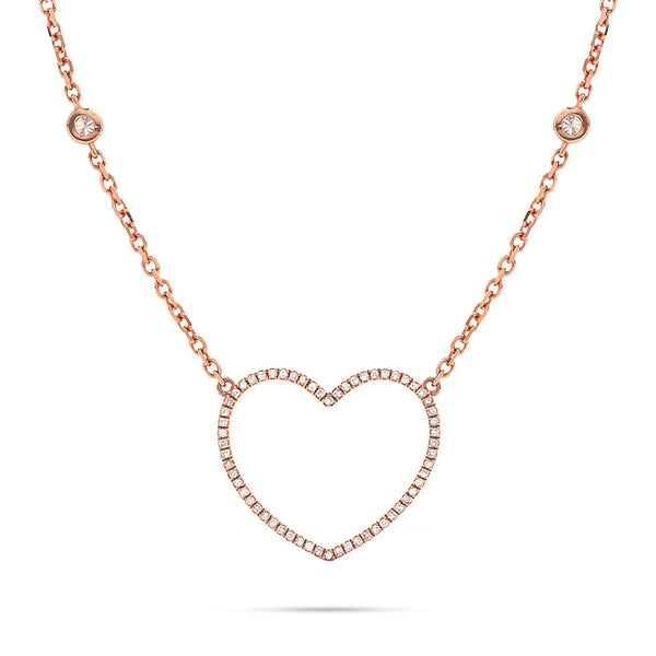 14k Rose Gold 0.30ct Diamond Heart Necklace