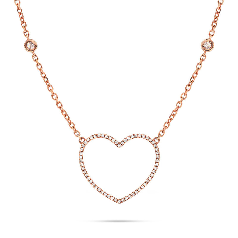 14k Rose Gold 0.30ct Diamond Heart Necklace