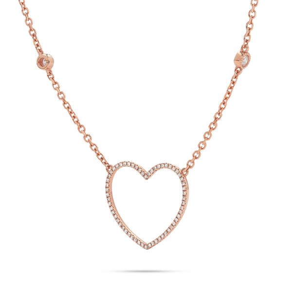 14k Rose Gold 0.30ct Diamond Heart Necklace
