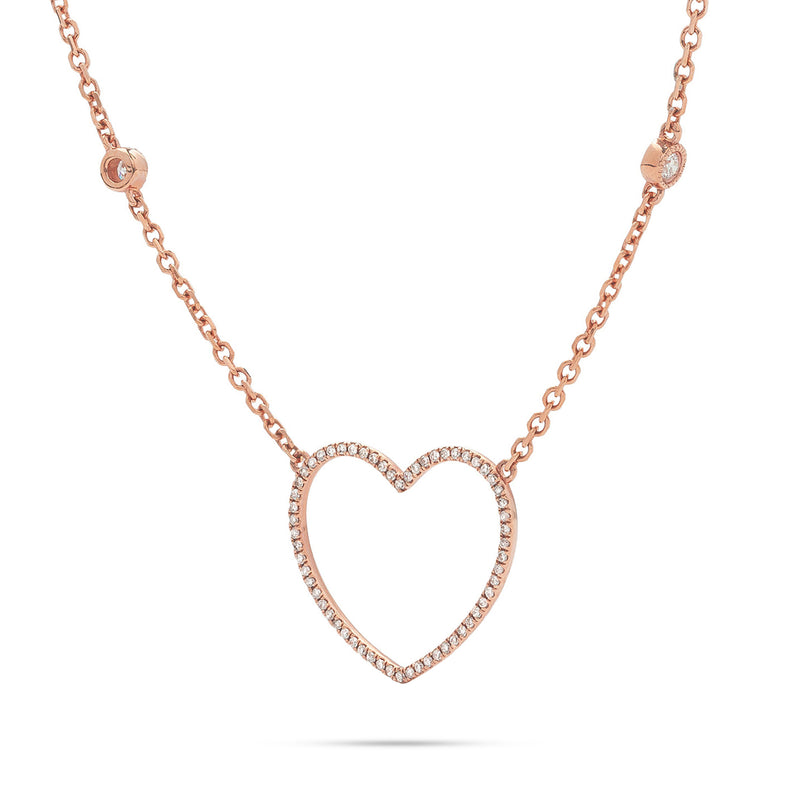 14k Rose Gold 0.30ct Diamond Heart Necklace