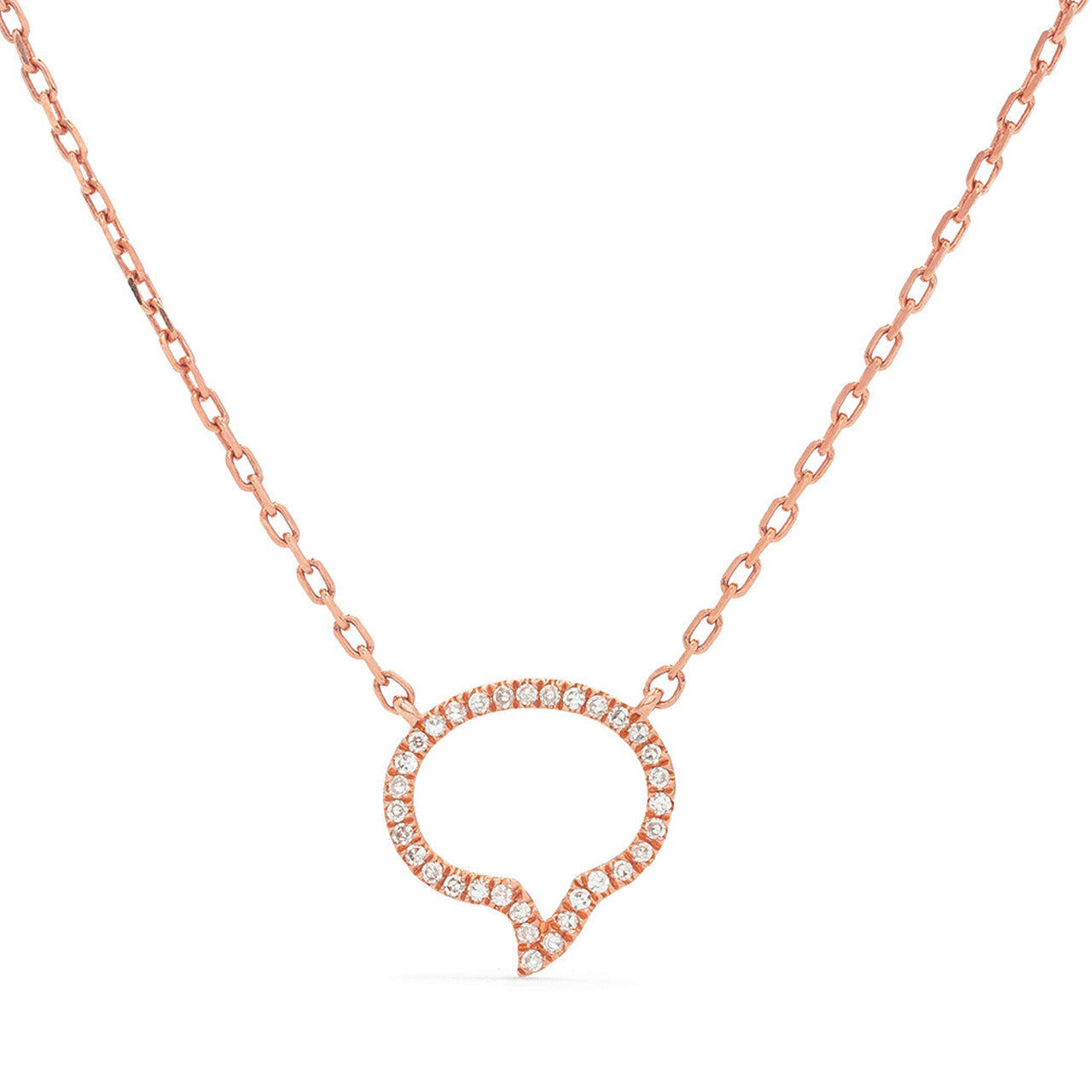 14k Rose Gold .06ct Diamond Speech Bubble Necklace