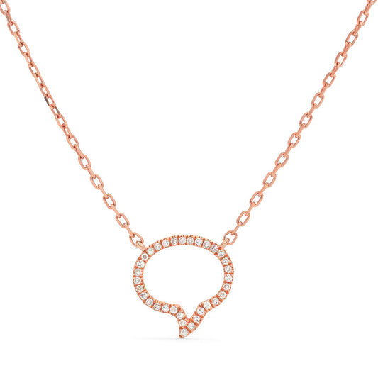 14k Rose Gold .06ct Diamond Speech Bubble Necklace