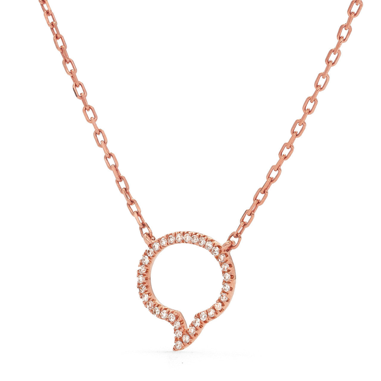 14k Rose Gold .06ct Diamond Speech Bubble Necklace