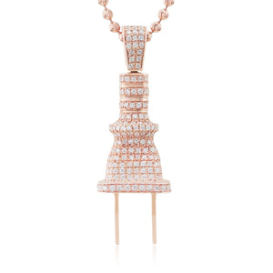 10k Rose Gold 3.25ct White Diamond Plug Pendant