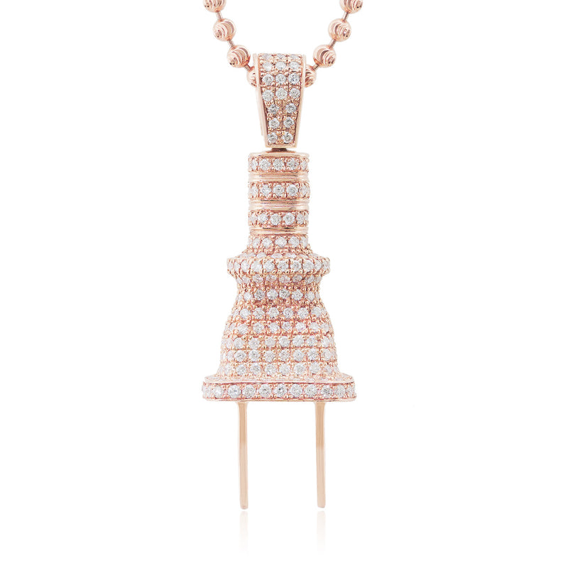 10k Rose Gold 3.25ct White Diamond Plug Pendant