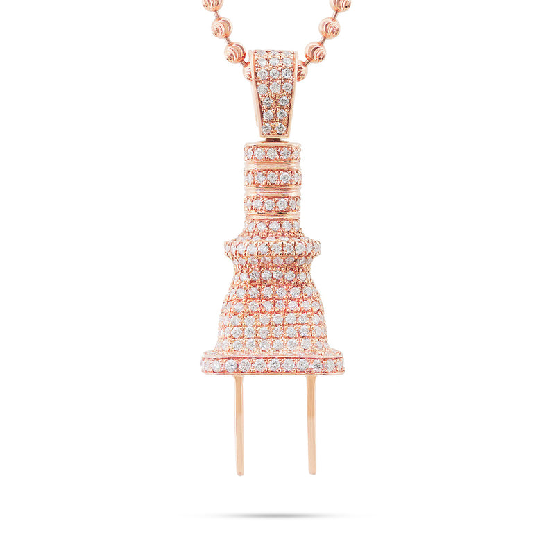 10k Rose Gold 3.25ct White Diamond Plug Pendant