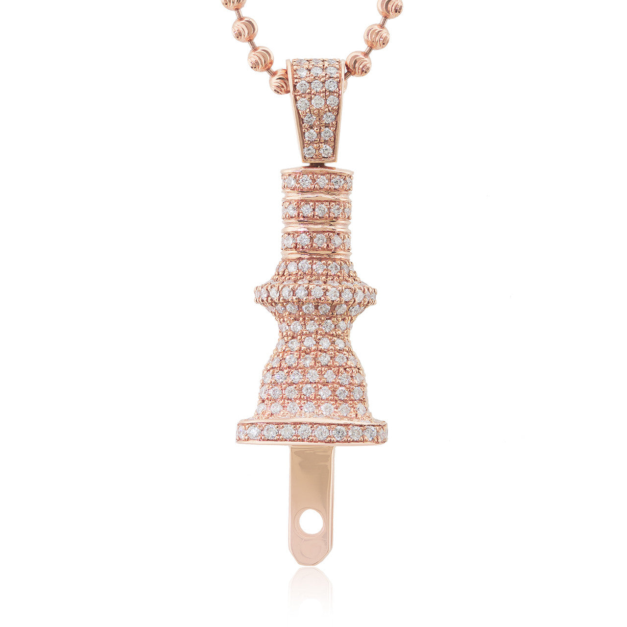 10k Rose Gold 3.25ct White Diamond Plug Pendant