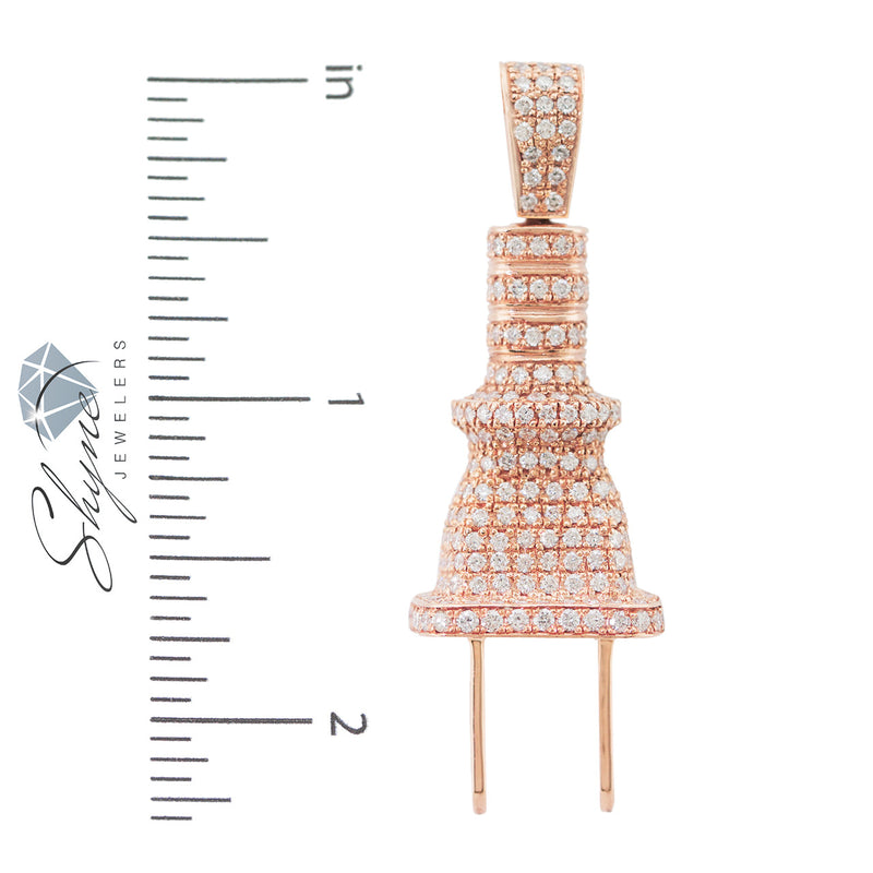 10k Rose Gold 3.25ct White Diamond Plug Pendant