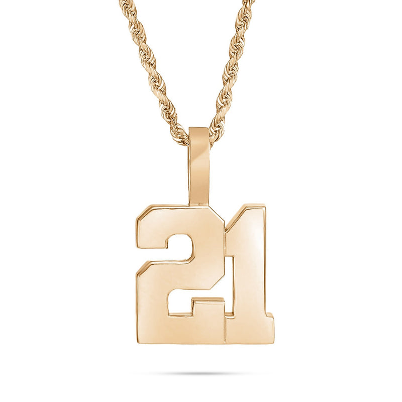 Shyne Collection 10K Solid Gold Two Digit Number Pendant