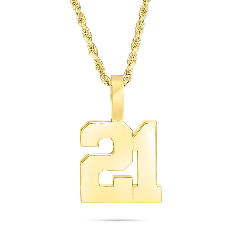 Shyne Collection 10K Solid Gold Two Digit Number Pendant