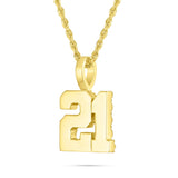 Shyne Collection 10K Solid Gold Two Digit Number Pendant