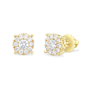 14k Yellow Gold 0.40ct Diamond Cluster Earrings