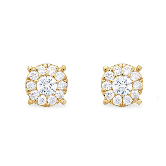 14k Yellow Gold 0.40ct Diamond Cluster Earrings