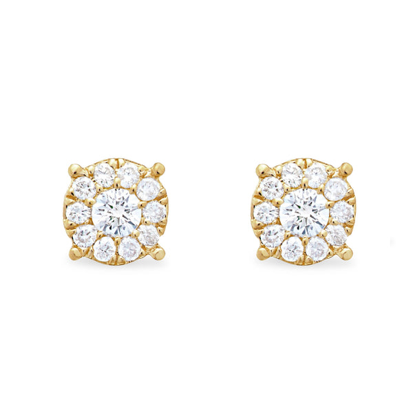 14k Yellow Gold 0.40ct Diamond Cluster Earrings