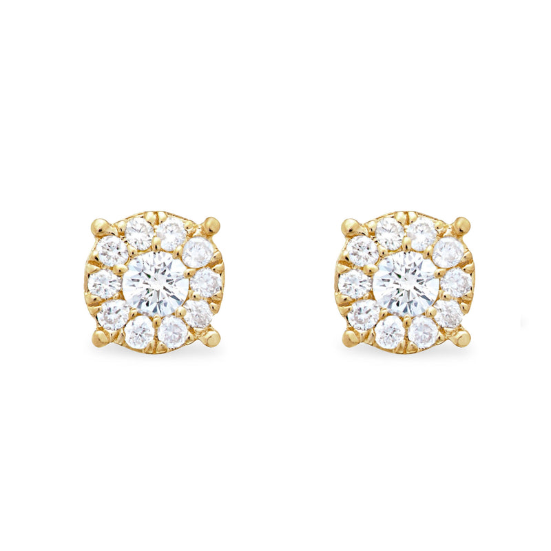 14k Yellow Gold 0.40ct Diamond Cluster Earrings