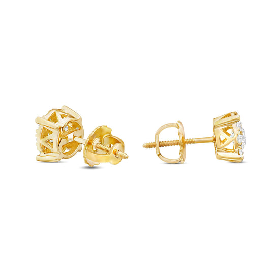 14k Yellow Gold 0.40ct Diamond Cluster Earrings