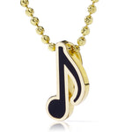 14k Yellow Gold Enamel Eighth Note Music Pendant