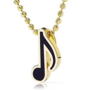 14k Yellow Gold Enamel Eighth Note Music Pendant