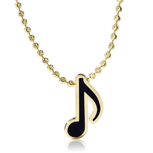 14k Yellow Gold Enamel Eighth Note Music Pendant