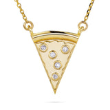 14k Gold 0.07ct Pizza Slice Necklace
