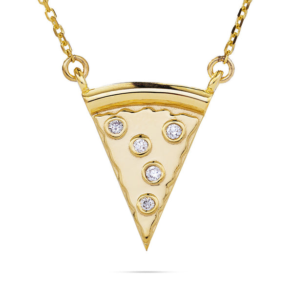14k Gold 0.07ct Pizza Slice Necklace