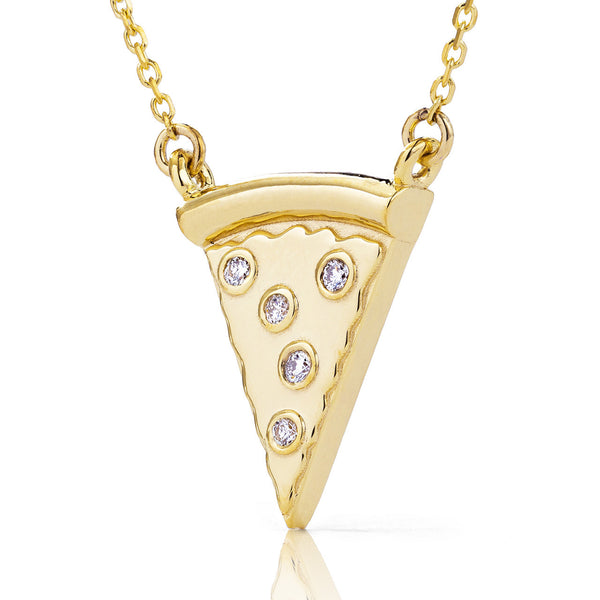 14k Gold 0.07ct Pizza Slice Necklace