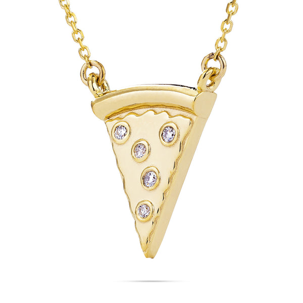 14k Gold 0.07ct Pizza Slice Necklace