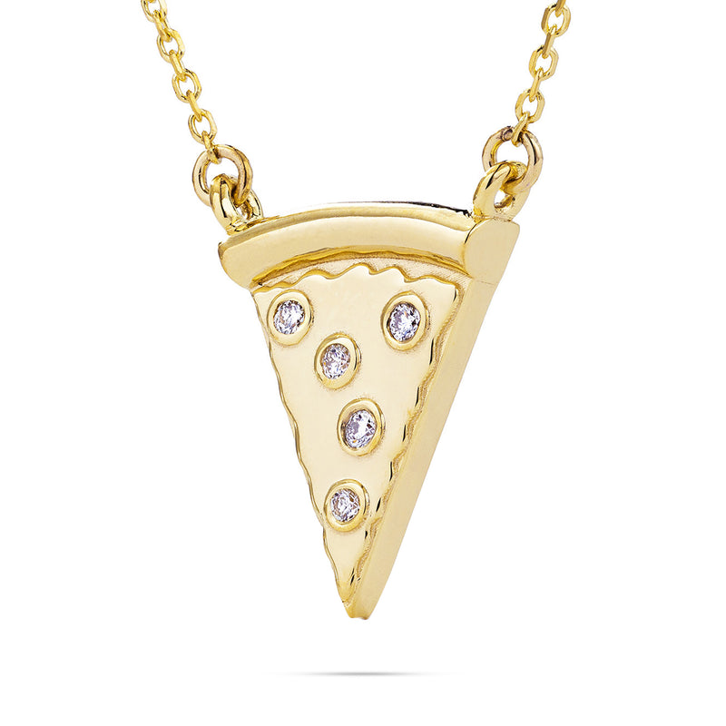 14k Gold 0.07ct Pizza Slice Necklace