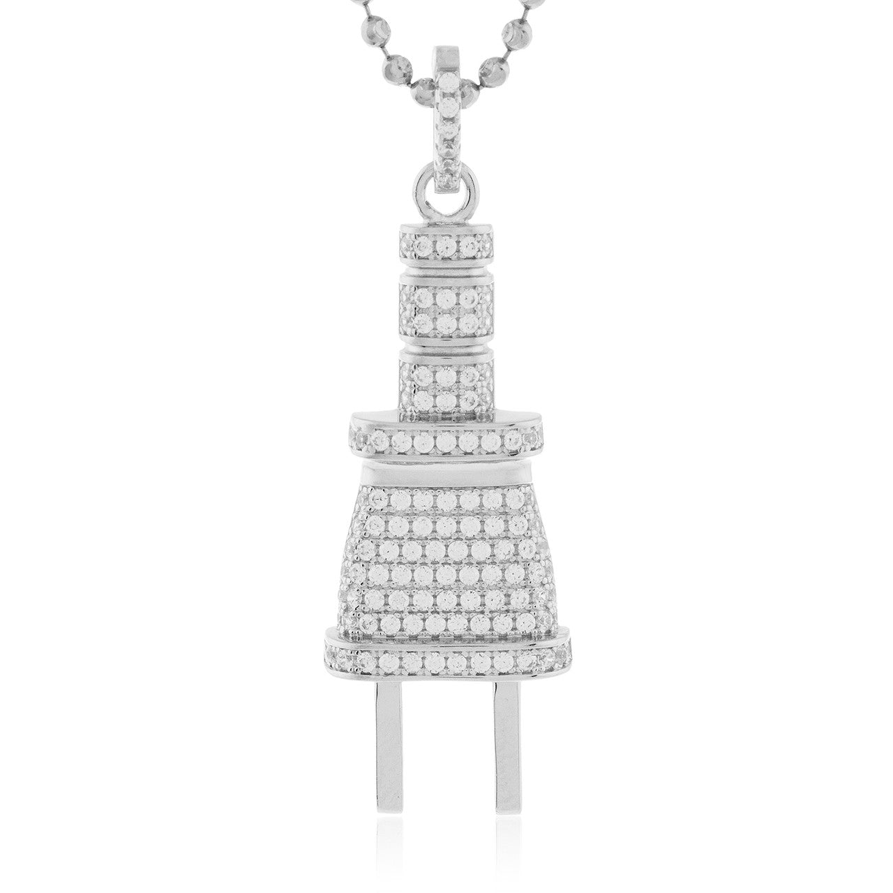 Sterling Silver White Sapphire Plug Pendant