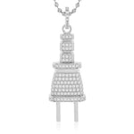 Sterling Silver White Sapphire Plug Pendant