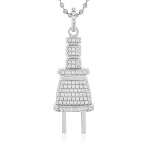 Sterling Silver White Sapphire Plug Pendant