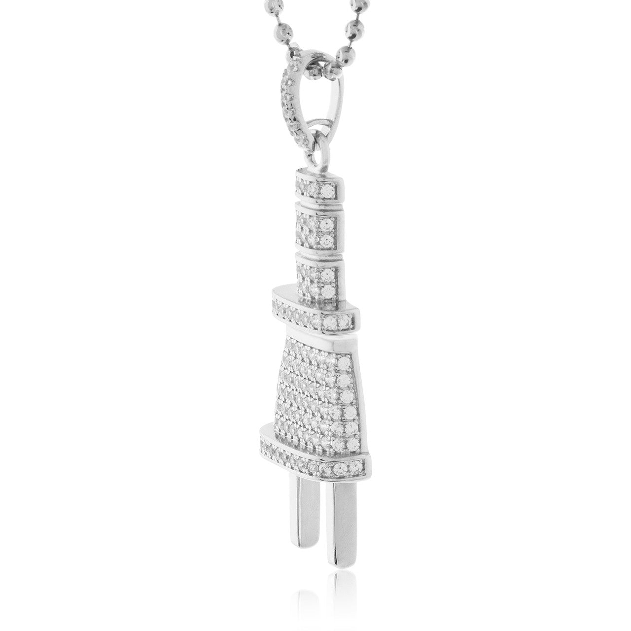 Sterling Silver White Sapphire Plug Pendant
