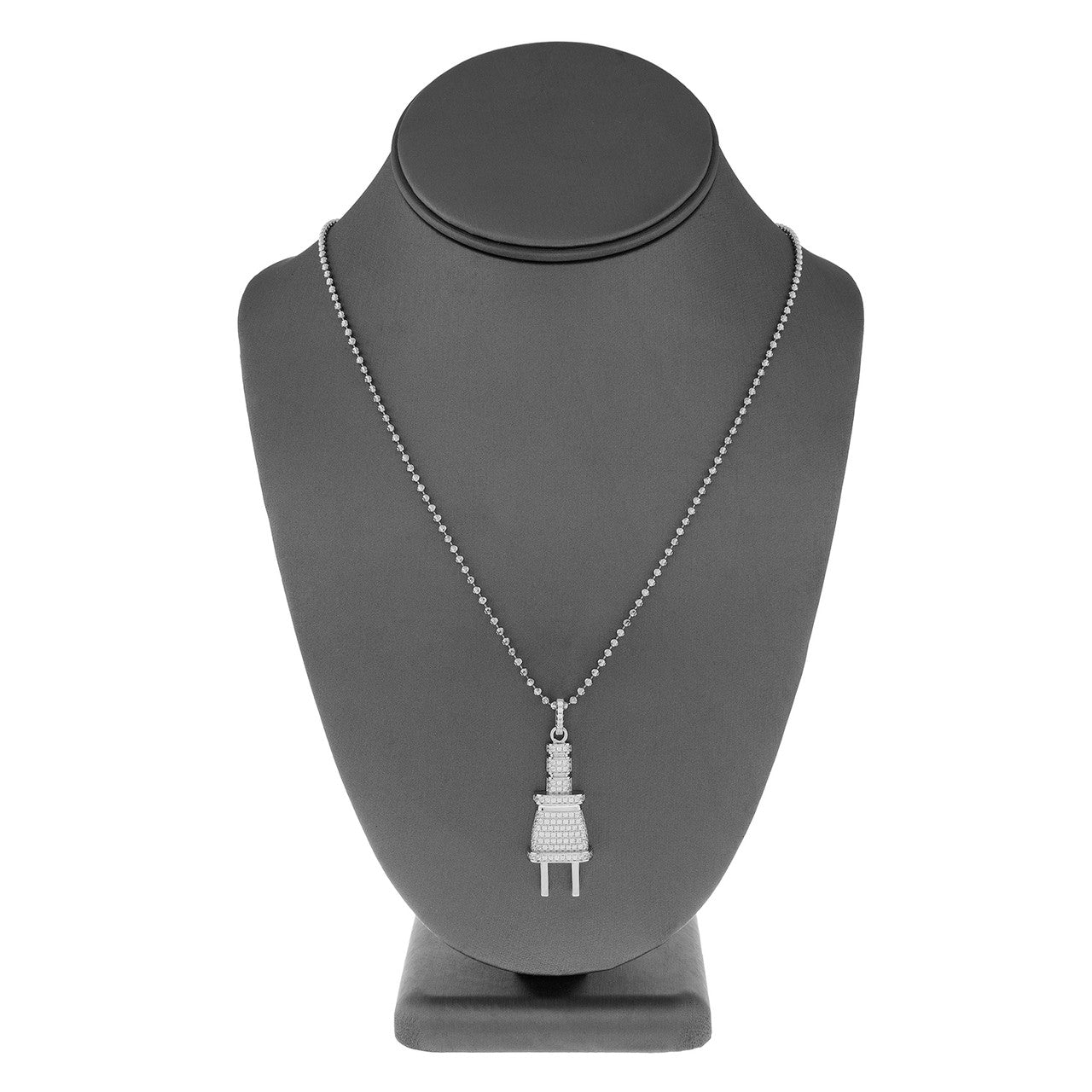 Sterling Silver White Sapphire Plug Pendant