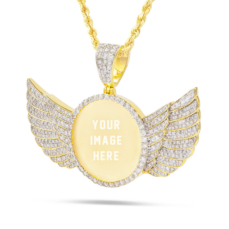 10k Gold 5ct Diamond Picture Pendant Wings