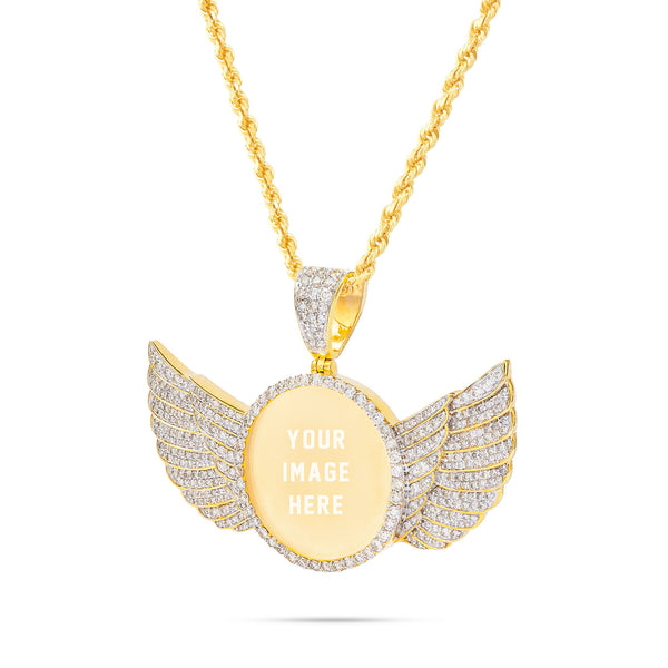10k Gold 5ct Diamond Picture Pendant Wings