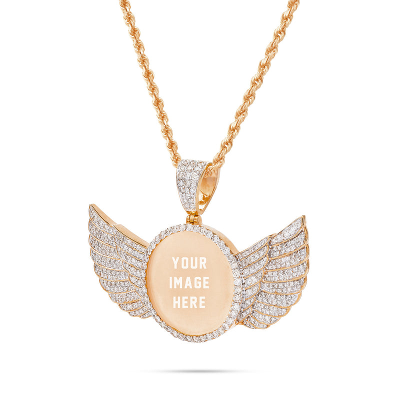 10k Gold 5ct Diamond Picture Pendant Wings