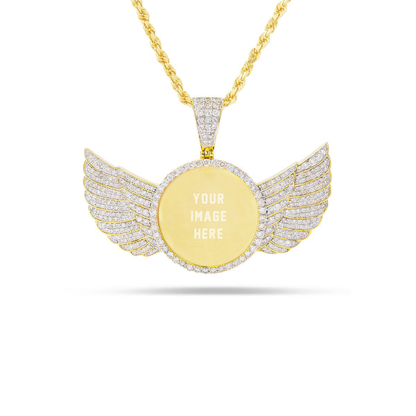 10k Gold 5ct Diamond Picture Pendant Wings