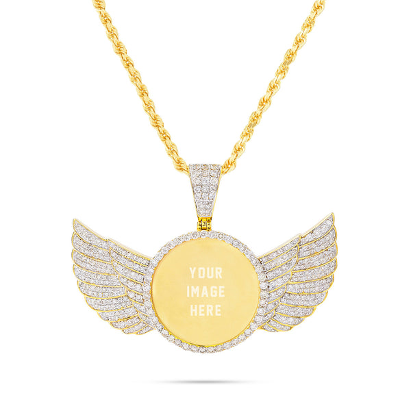 10k Gold 5ct Diamond Picture Pendant Wings