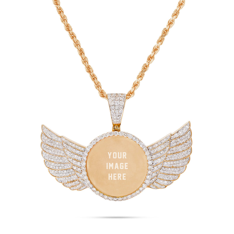 10k Gold 5ct Diamond Picture Pendant Wings