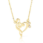 14k Gold Small Treble Clef Heart Music Lover Necklace