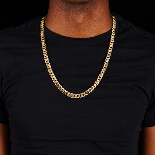 14K Yellow Gold Hollow 8.5mm Cuban Chain