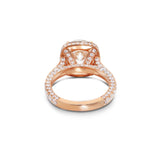 Custom 18K Rose Gold 4.6ct Square Halo Round Diamond Ring