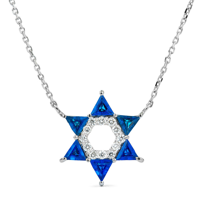 14k White Gold Star of David Necklace