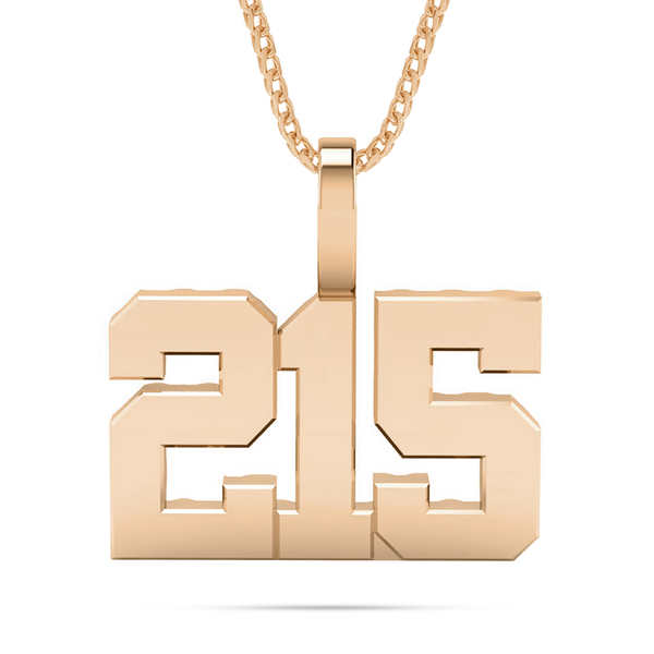 Shyne Collection 10k Solid Gold Three Digit Number Pendant