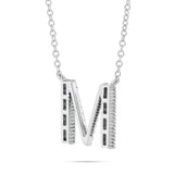 18K White Gold 0.33ct Baguette Diamond Initial Necklace
