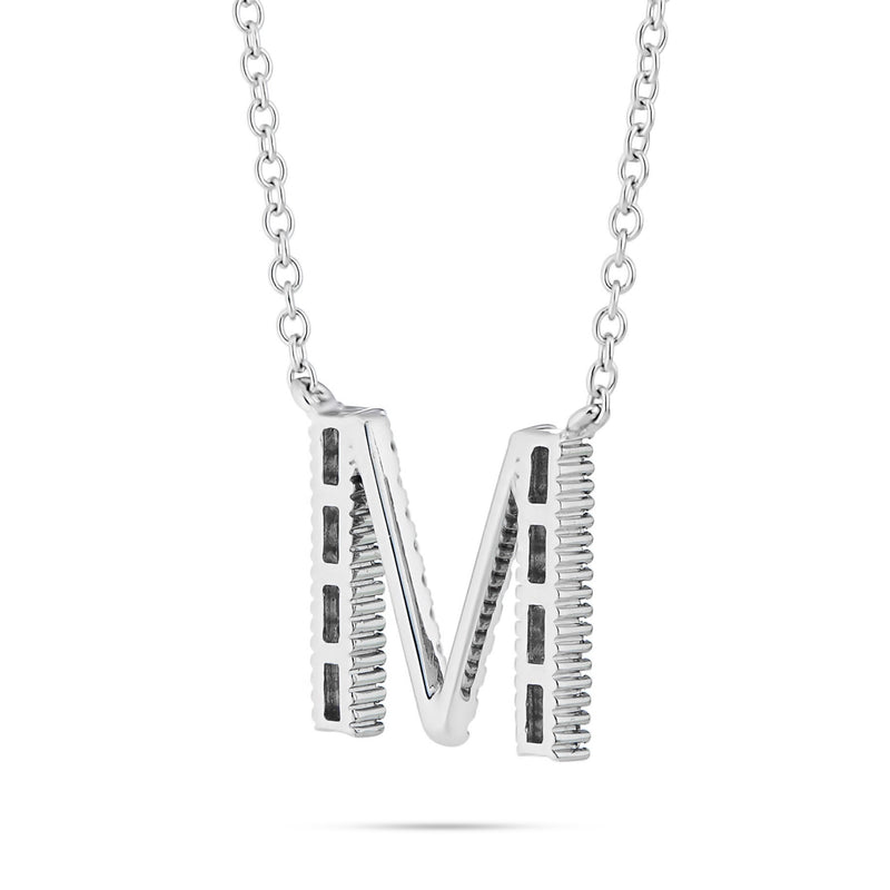 18K White Gold 0.33ct Baguette Diamond Initial Necklace
